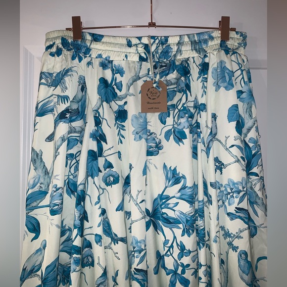 A rare Bird NWT BIRD OF PARADISE CREAM & TURQUOISE PANTS OS - Picture 9 of 15